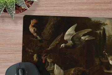 MuchoWow Gaming Mauspad Vögel in einem Park - Gemälde von Melchior d'Hondecoeter (1-St), Mousepad mit Rutschfester Unterseite, Gaming, 40x40 cm, XXL, Großes
