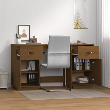 vidaXL Schreibtisch Schreibtisch mit Schränken Honigbraun 135x50x75 cm Massivholz