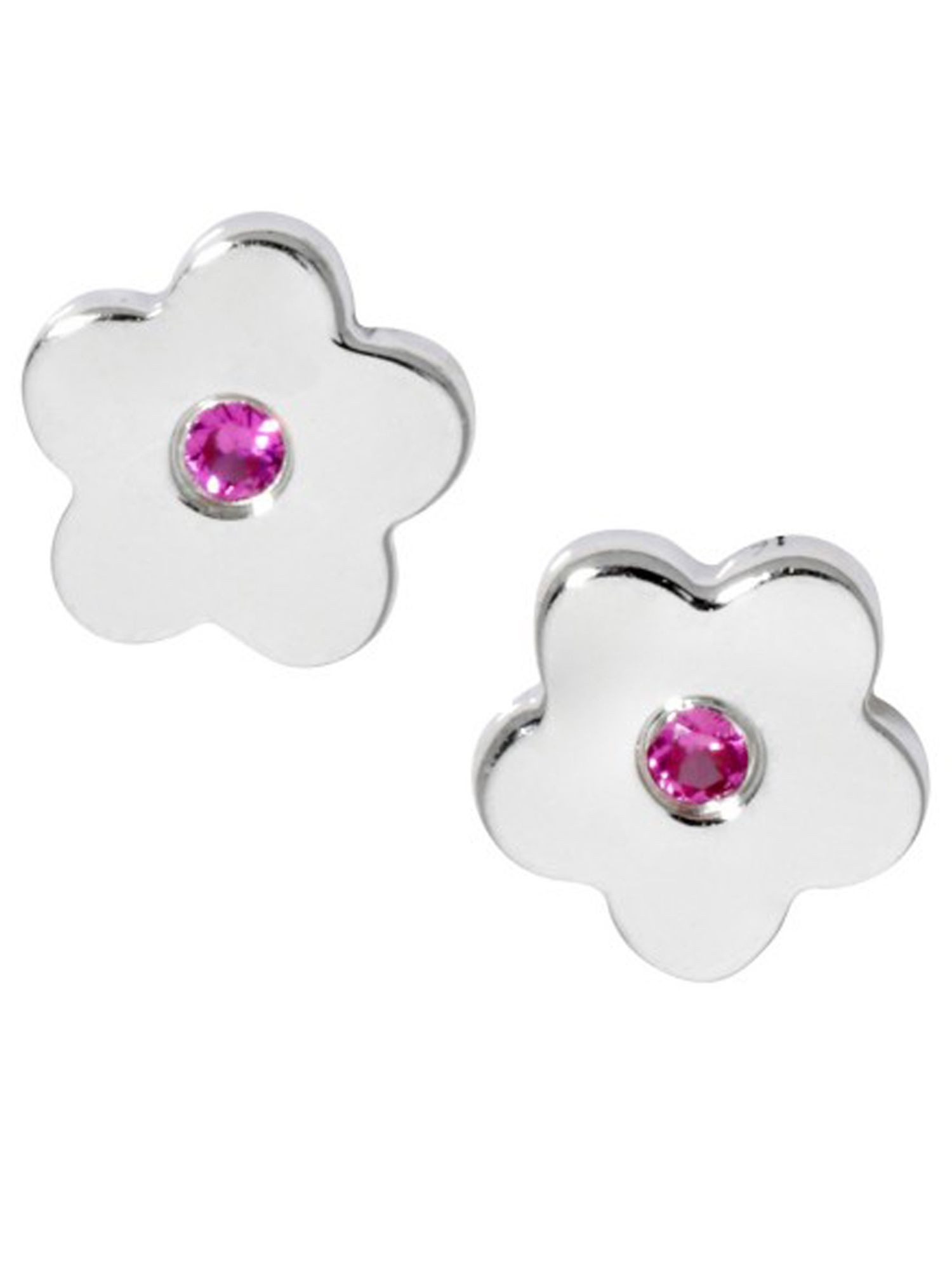 Miamar Paar Ohrstecker SK11, Miamar SK11 Kinder Ohrschmuck Blume Silber Rosa Zirkonia