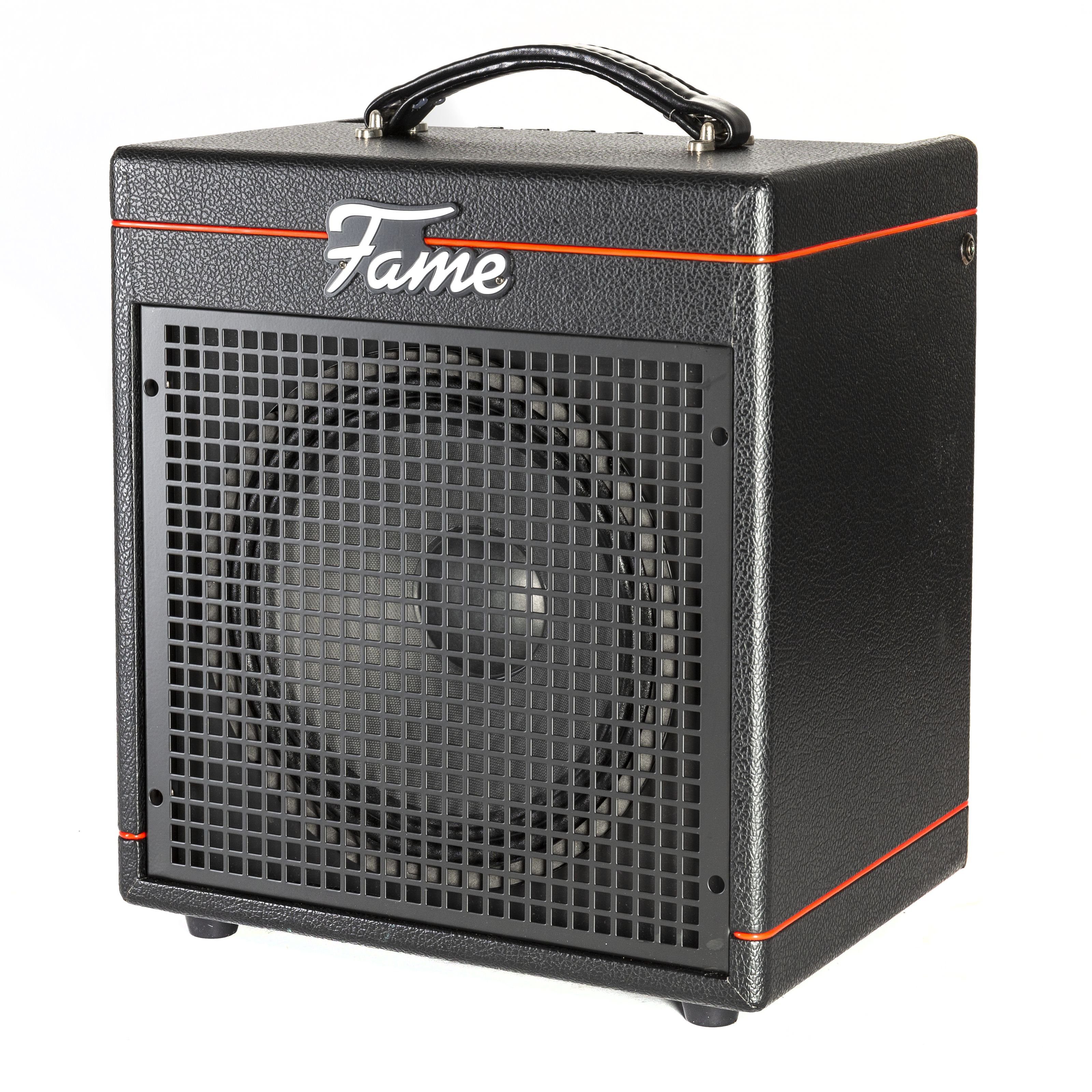 FAME Verstärker (Bassverstärker, Bass Combo mit 30 Watt und 10"  Lautsprecher, Amp für Bass, Kopfhöreranschluss und 3-Band Klangregelung)