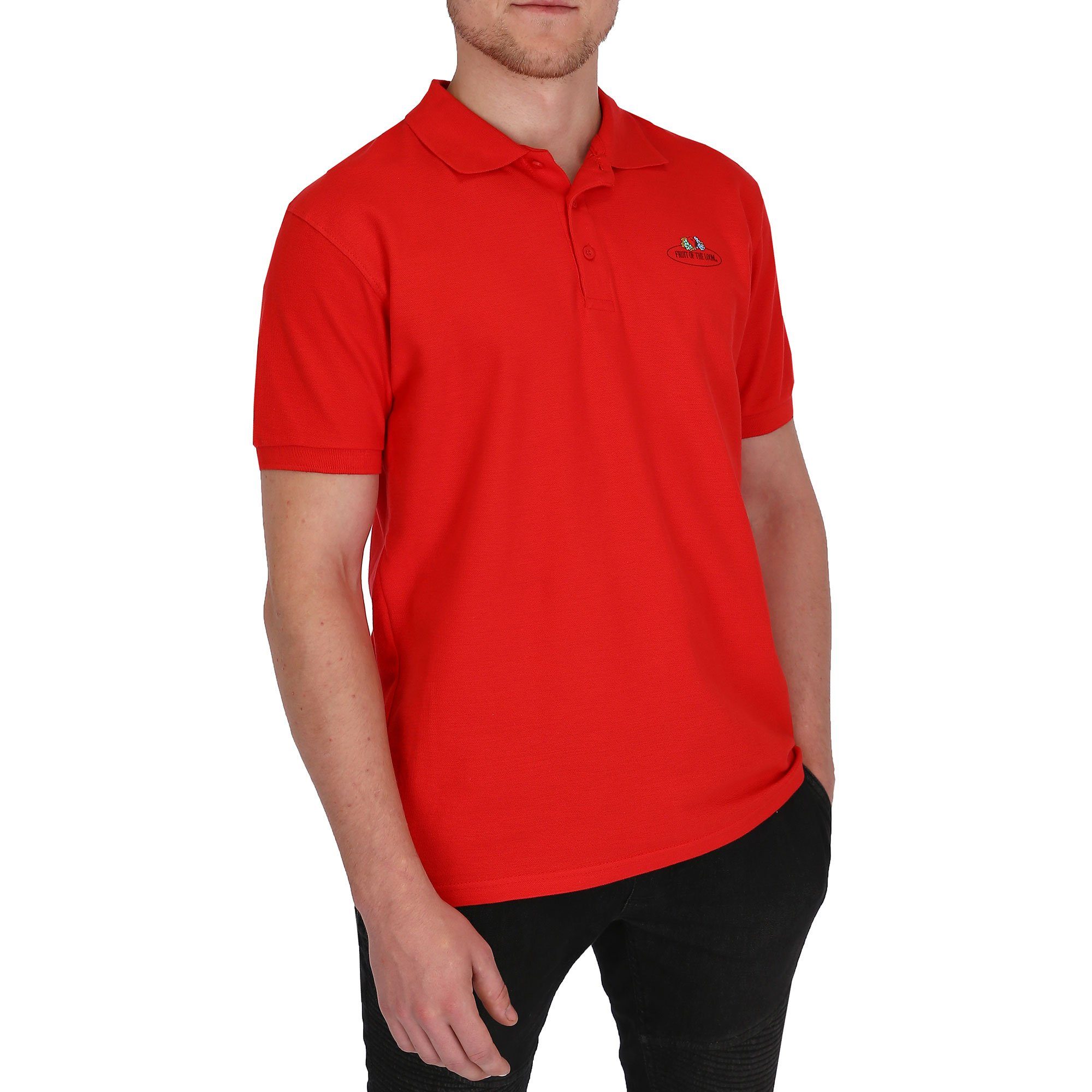 Fruit of the Loom Poloshirt Polo-Shirt mit Vintage-Logo rot