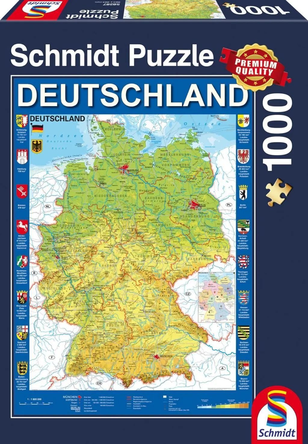 Schmidt Spiele Puzzle Deutschlandkarte, 1.000 Teile Puzzle, 1000 Puzzleteil günstig online kaufen