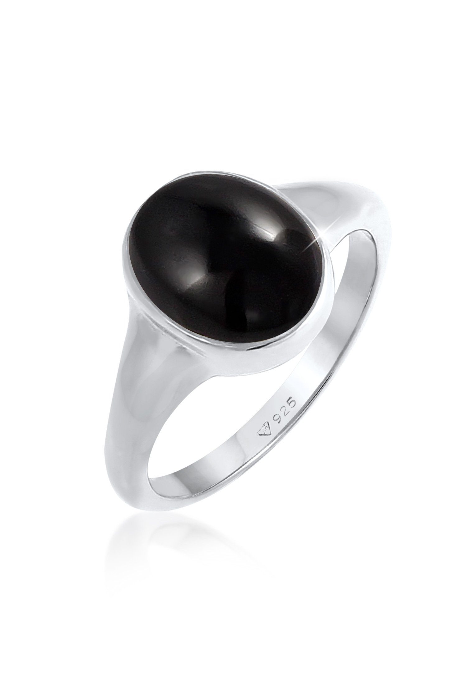 Elli Siegelring Siegelring Onyx Oval 925 Silber vergoldet