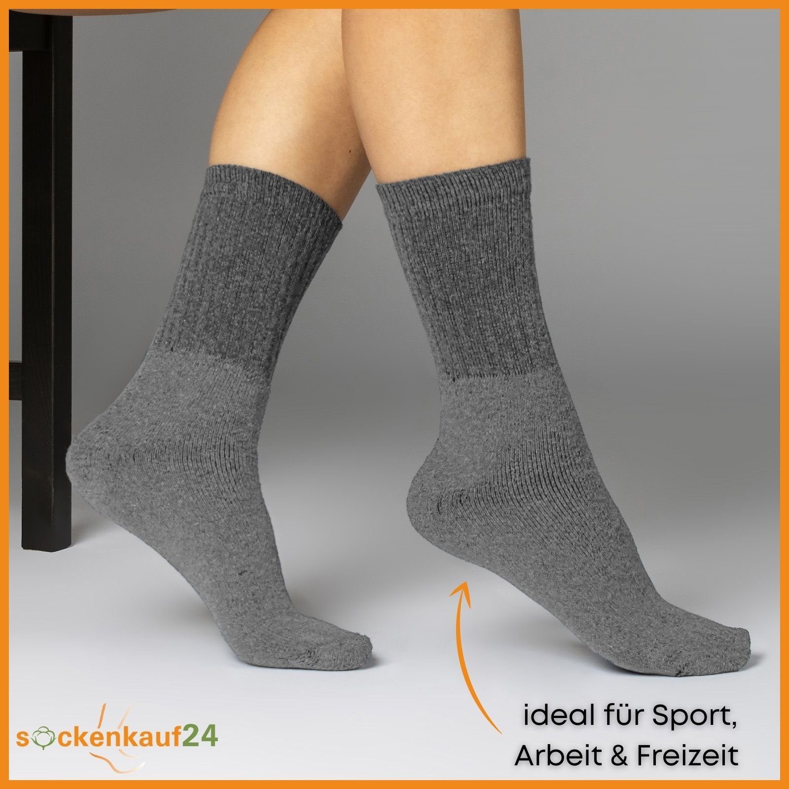 sockenkauf24 Tennissocken 10, 20, 30 Paar Sportsocken Arbeitssocken Herren & Damen (Anthazit, 20-Paar, 43-46) Socken Baumwolle 10100 – Bild 3 von 5