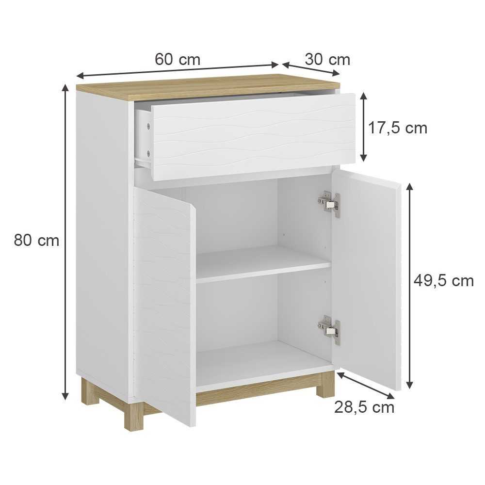 Vicco Midischrank Livia, Weiß/Holz, 60 x günstig online kaufen