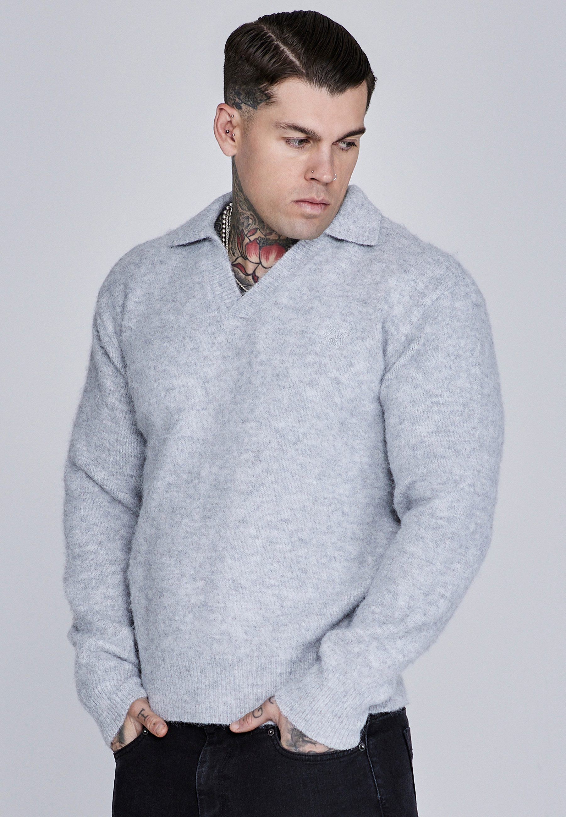 Poloshirt SikSilk Herren Strick-Polo-Pullover