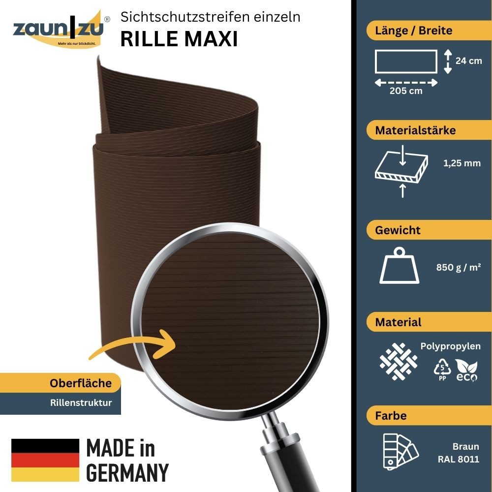 zaunzu Sichtschutzstreifen Rille Maxi Einzelstreifen Sichtschutz günstig online kaufen