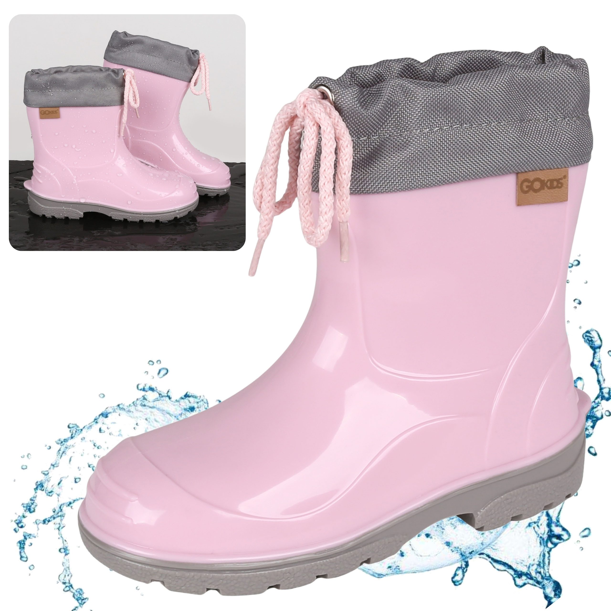 LEMIGO KIMMY Kindergummistiefel mit Bindung - Regenstiefel, rosa 27 EU Gummistiefel