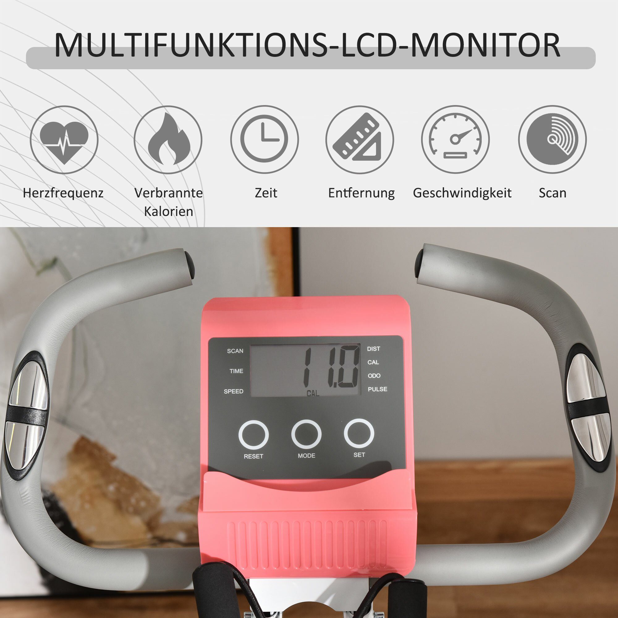 HOMCOM Heimtrainer Fahrradtrainer mit LCD Display