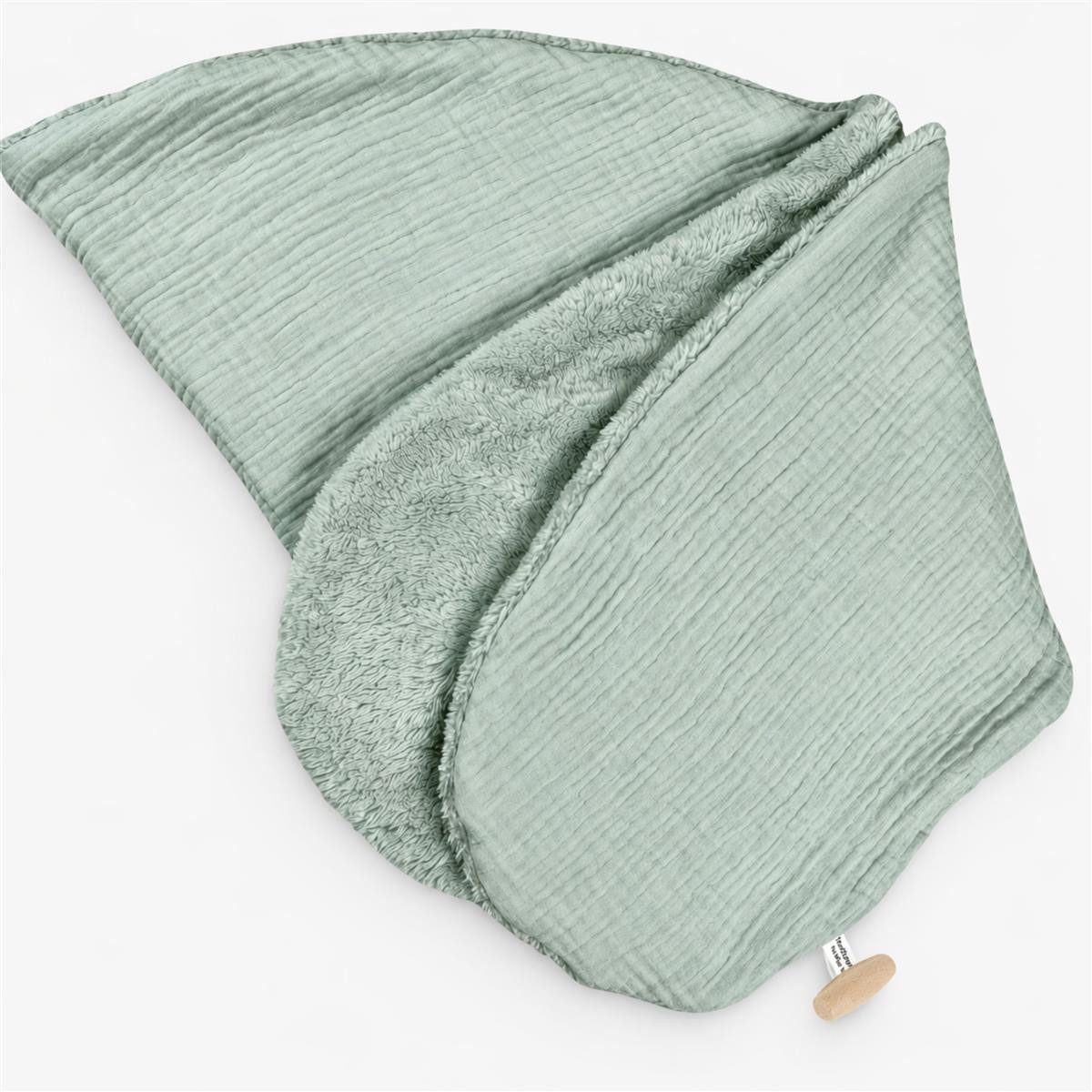 SEI Design Stillkissenbezüge Stillkissenbezug Musselin Teddyplüsch 190 x 35cm Mint, Stillkissenbezug XXL Musselin Bio-Baumwolle + Taddyplüsch extra weich