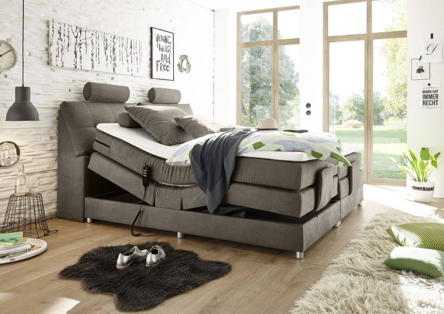 ED EXCITING DESIGN Boxspringbett Palermo 120/180x200 Elektrofunktion & 7-Zonen-TTFK-Matratze + Topper (Komplettbett mit Motor & Stauraum, inkl. Matratze, Topper, Unterbox), Elektrisches Kopf- & Fußteil, 7-Zonen-TTFK-Matratze & T25-Topper