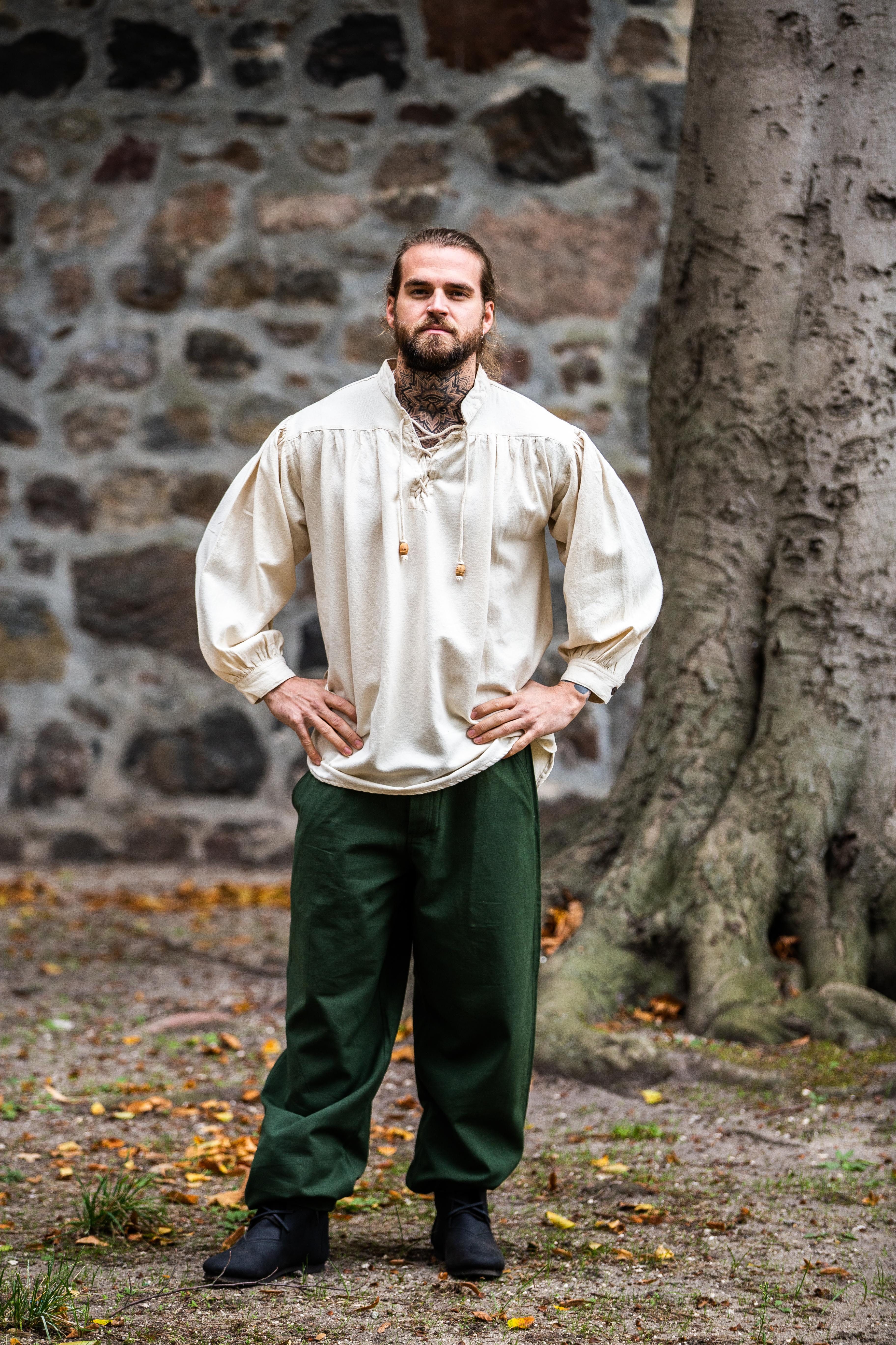 Leonardo Carbone Wikinger-Kostüm Mittelalterhemd aus grober Baumwolle Natur "Leopold"
