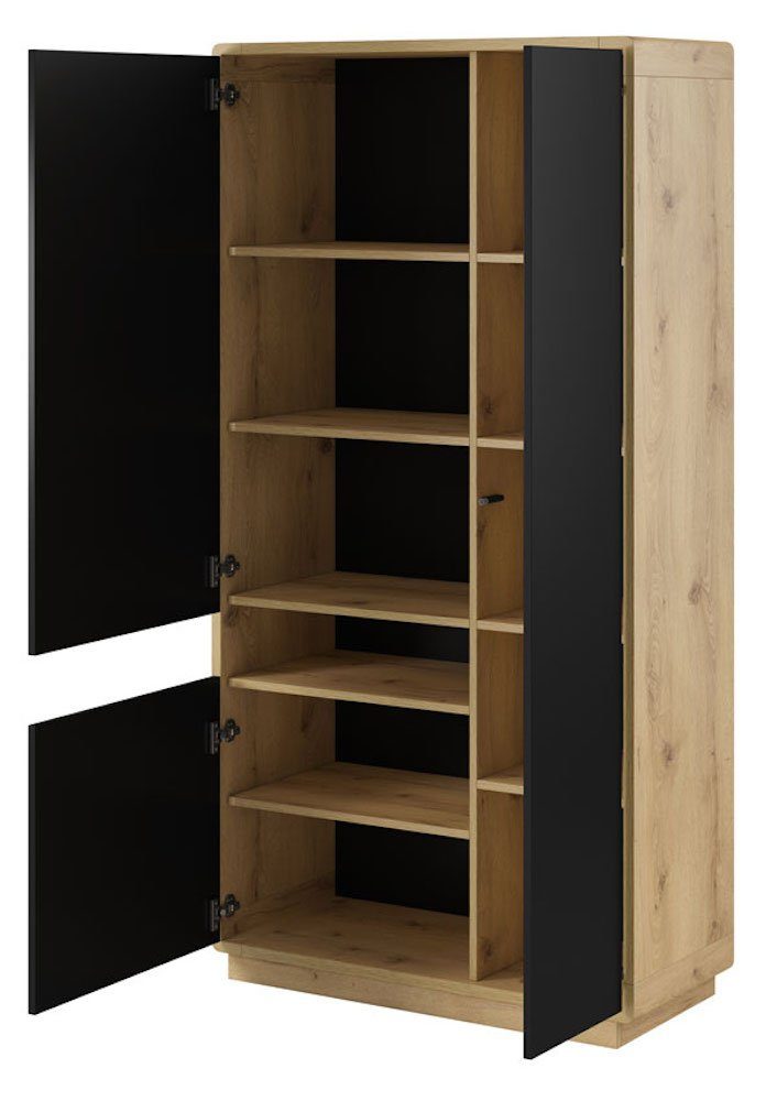 Helvetia Stauraumschrank Aston (1-St) 92cm Taurus Eiche schwarz 3-türig