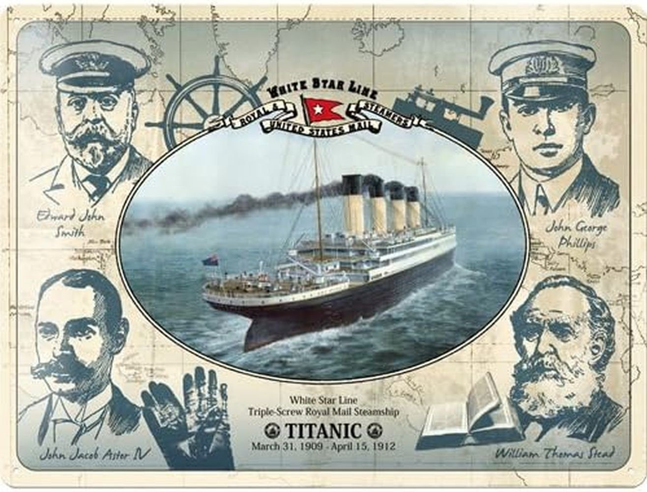 Metallschild Blechschild 30 x 40 cm - Titanic Mannschaft