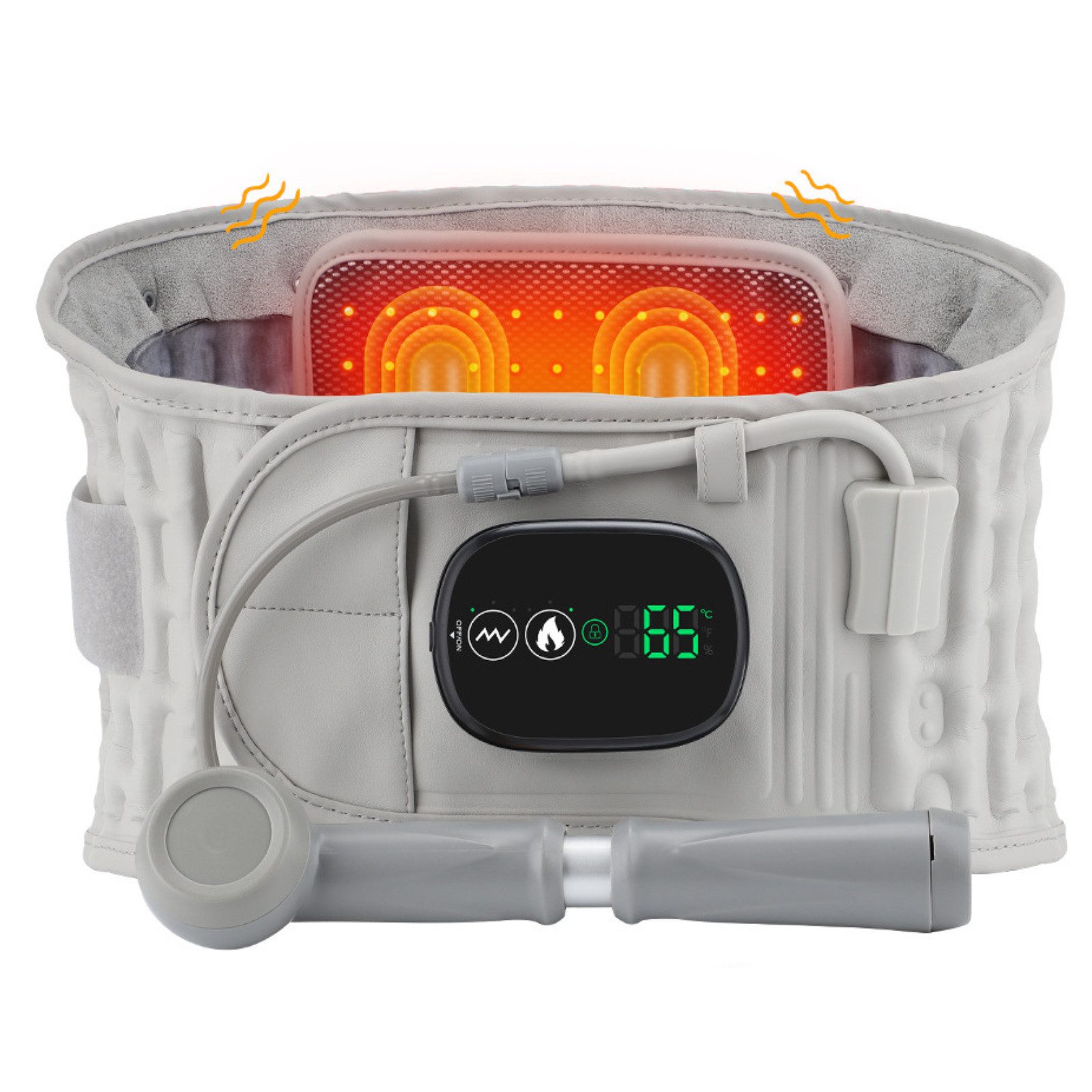 Tekoo Rücken Stützgürtel Rückenmassagegerät, Aufblasbar mit Wärme & Massage, Lendenwirbelstütze (Set, 6-teilig), Rotlicht-Wärme & Massage, Kabellos mit 5000mAh Akku