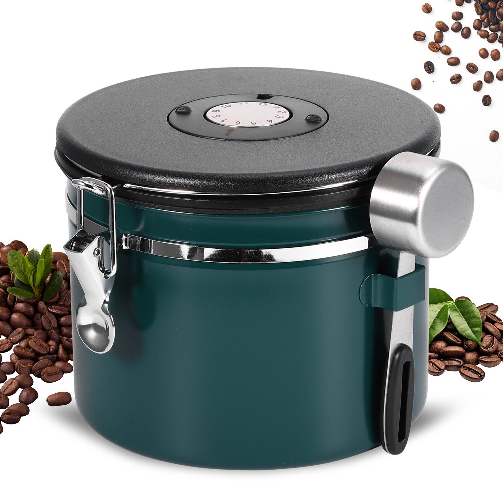 Kaffeedose 1.8/2.5L Edelstahl Kaffeebohnen Vorratsdose,Luftdichte Kaffeebehälter
