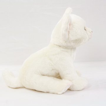 Teddys Rothenburg Kuscheltier Katze sitzend weiß 24 cm Plüschkatze