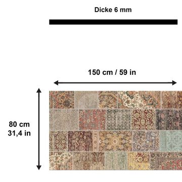 Teppich Nadine Teppich mit Chenille-Druck, Waschbarer, Antibakteriell Teppich, Bamyum, Höhe: 80 mm, Antirutschunterlage, Antibakteriell, MASCHINERWASCHBAR