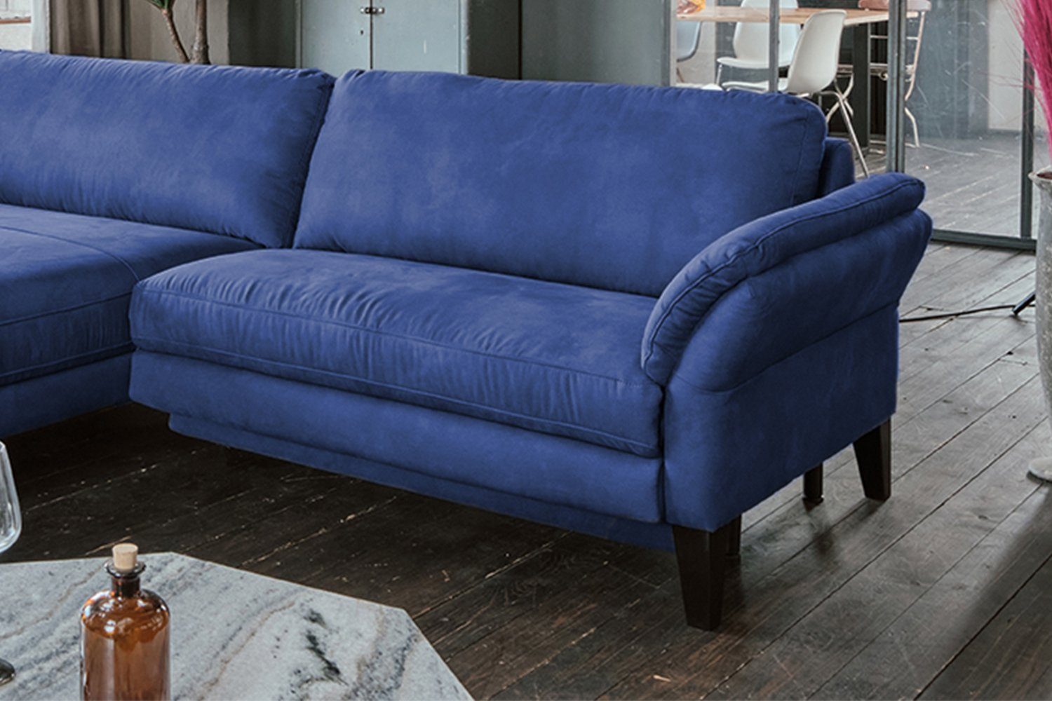 KAWOLA Ecksofa Sofa versch. Ausführungen Farben Stoff, versch. und MALTA, blau