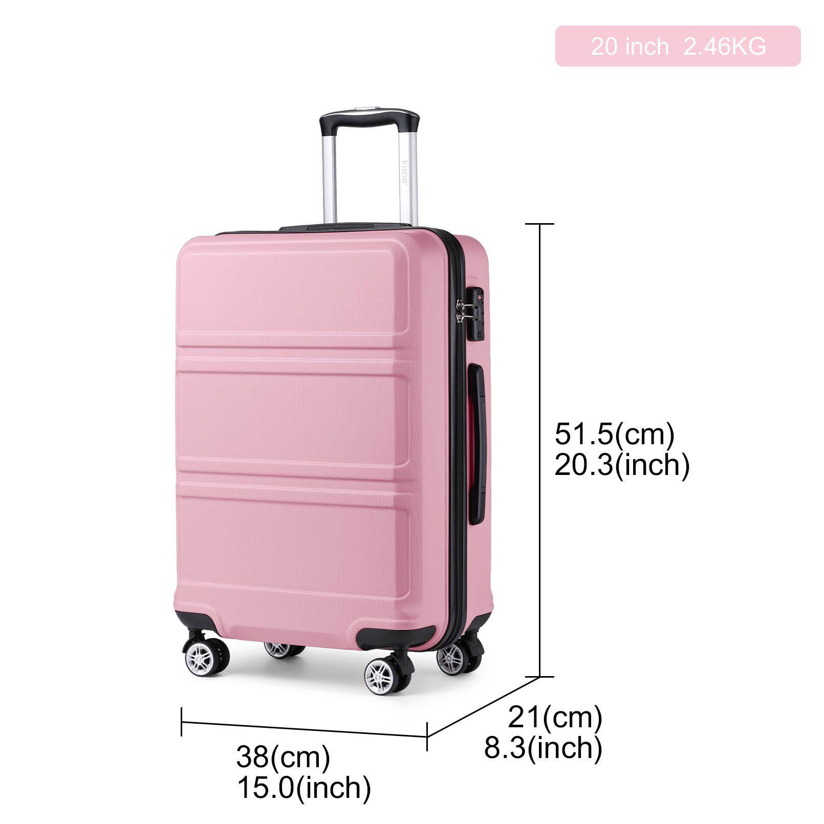 KONO Hartschalen-Trolley mit TSA-Schloss - Reisekoffer günstig online kaufen
