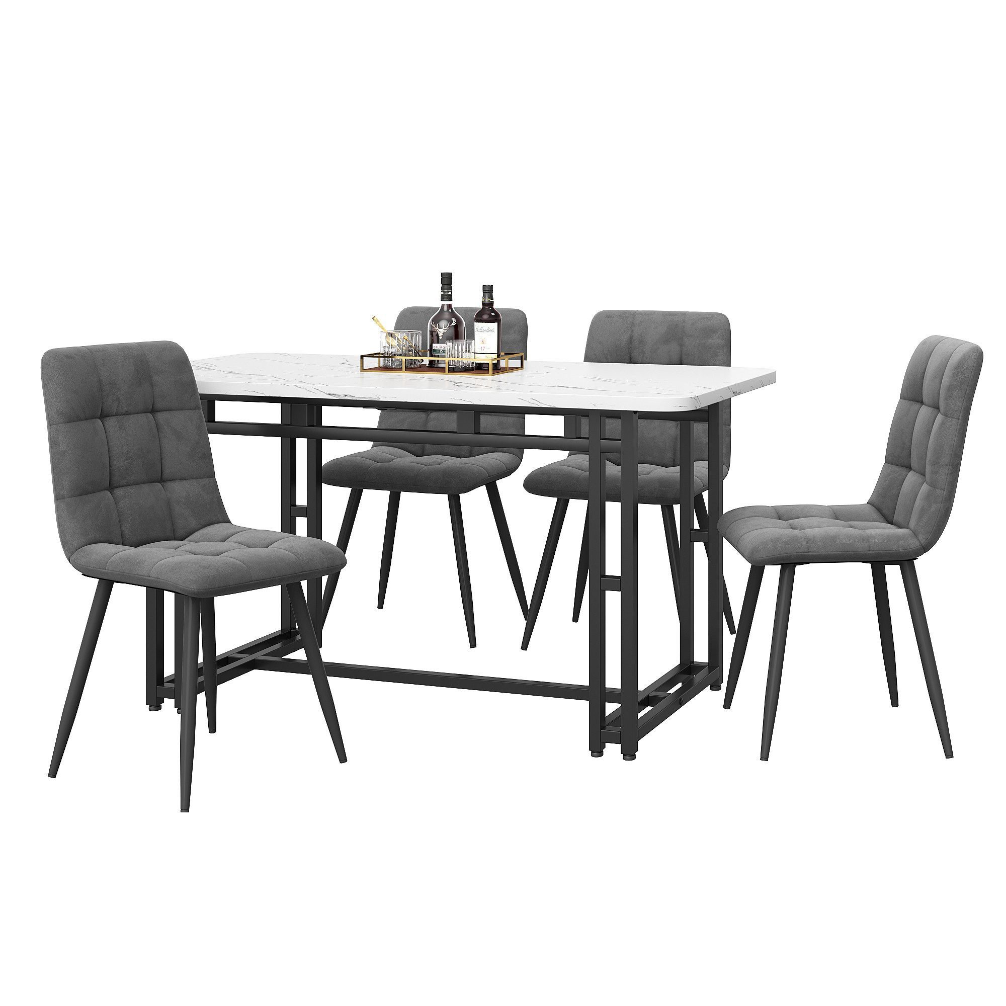 Odikalo Esstisch 120x70cm Gold Esstisch mit 4 Stühlen Set,Moderne Küche Esstisch Set