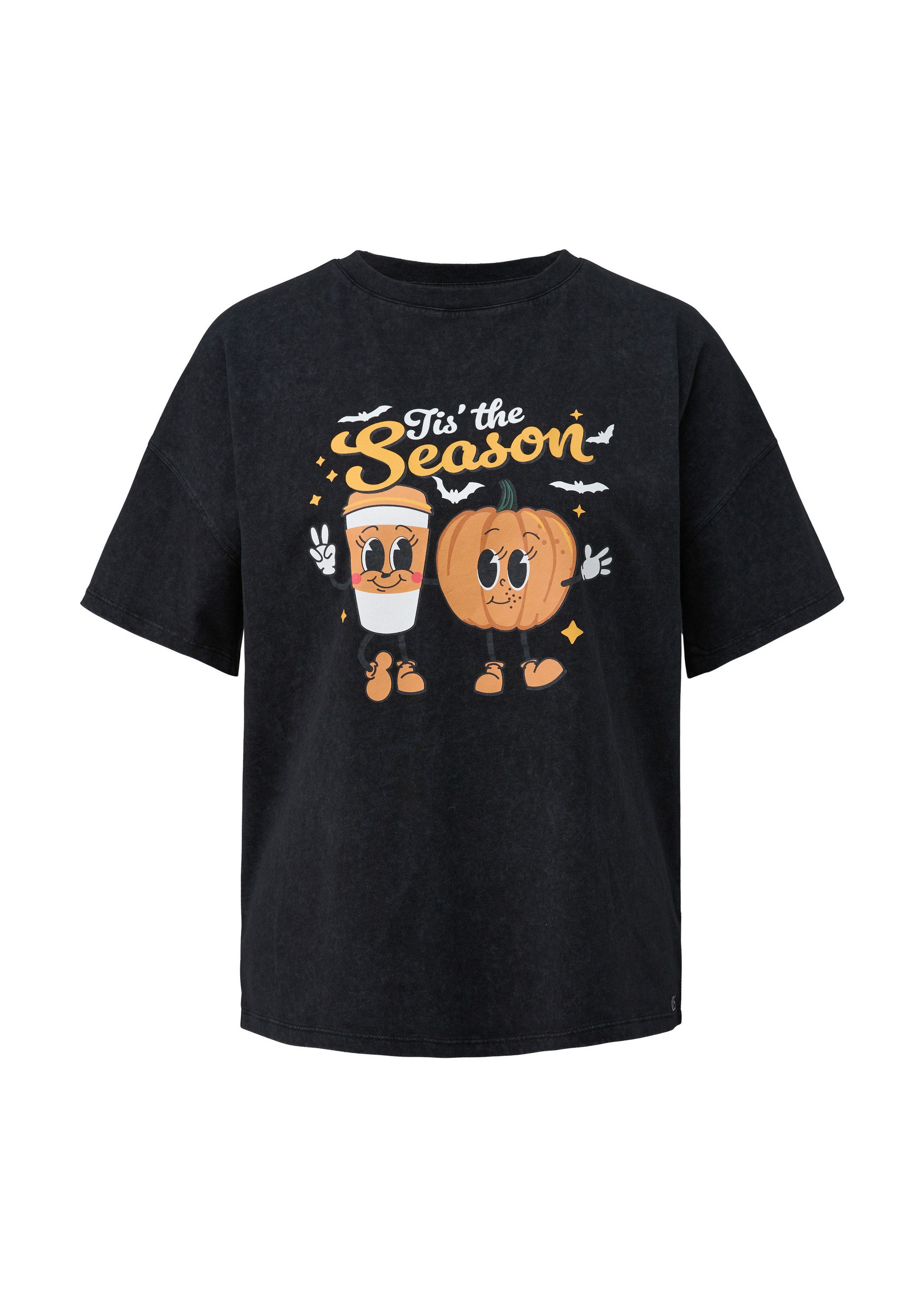 QS Kurzarmshirt T-Shirt T-Shirt mit Halloween-Print