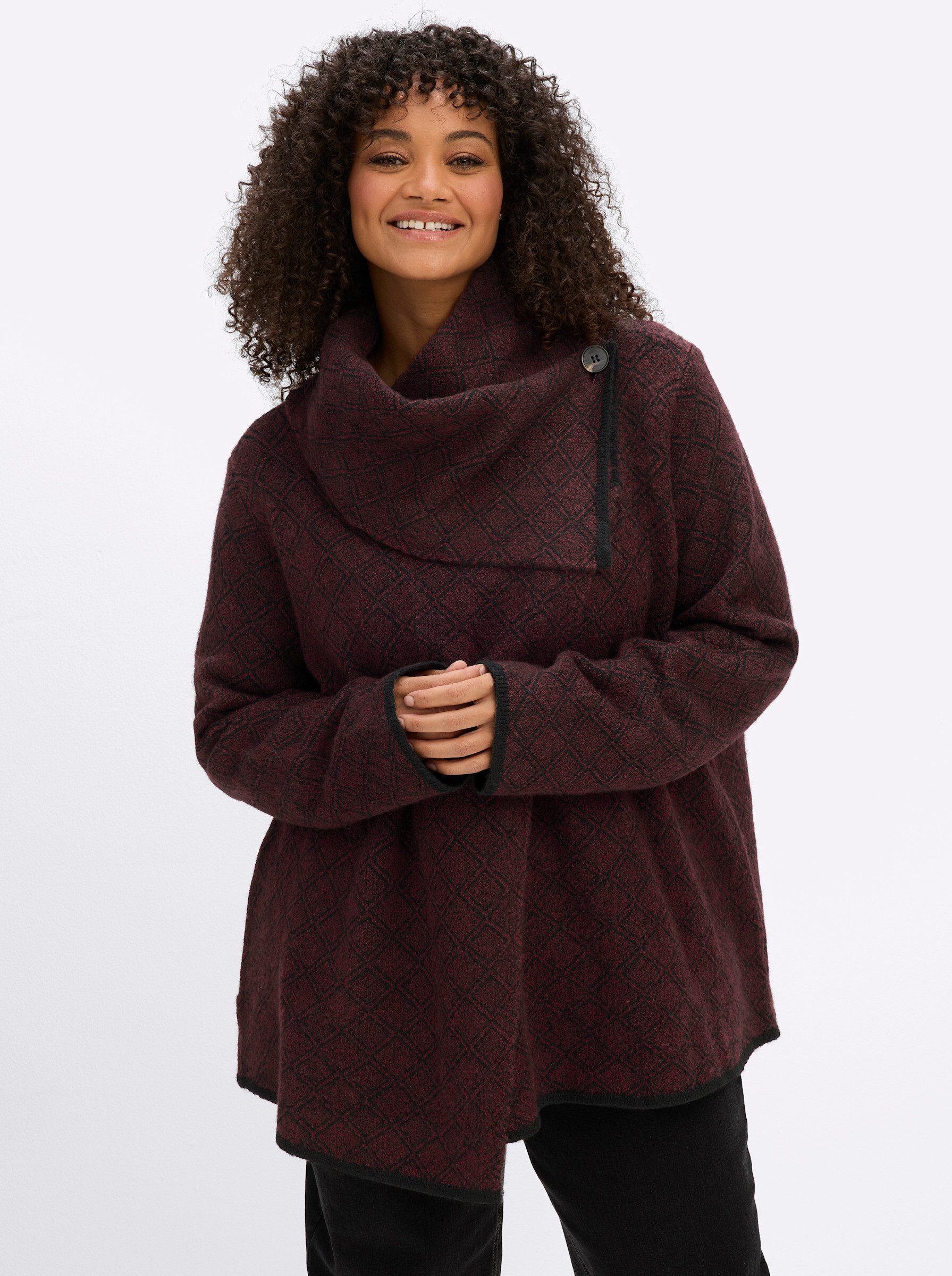 sheego by Joe Browns Strickjacke Jacquard-Strickjacke Langarm Feinstrick