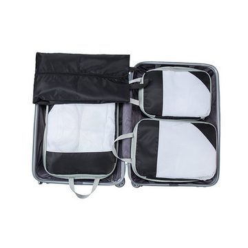 REDOM Kofferorganizer Koffer Organizer Reise Kleidertasche Kleider Kompression Beutel Tasche (Set 4 Stück Klein Mittel Groß mit Schuhbeutel, 4-tlg., Kompressions Verpackungswürfel, Kleidertaschen), 4 Aufbewahrungsbeutel Kompressions Beutel für Reisen