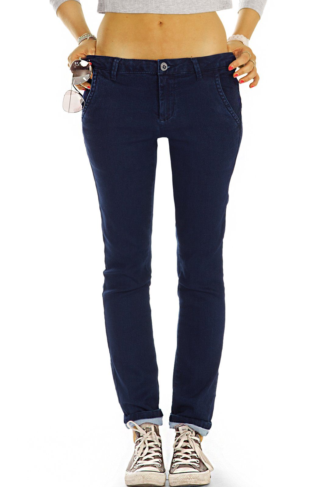 be styled Chinohose j42L Damen Stoffhosen, Unifarben - mit Jeans Stretch hüftige - Chinos, in Hosen