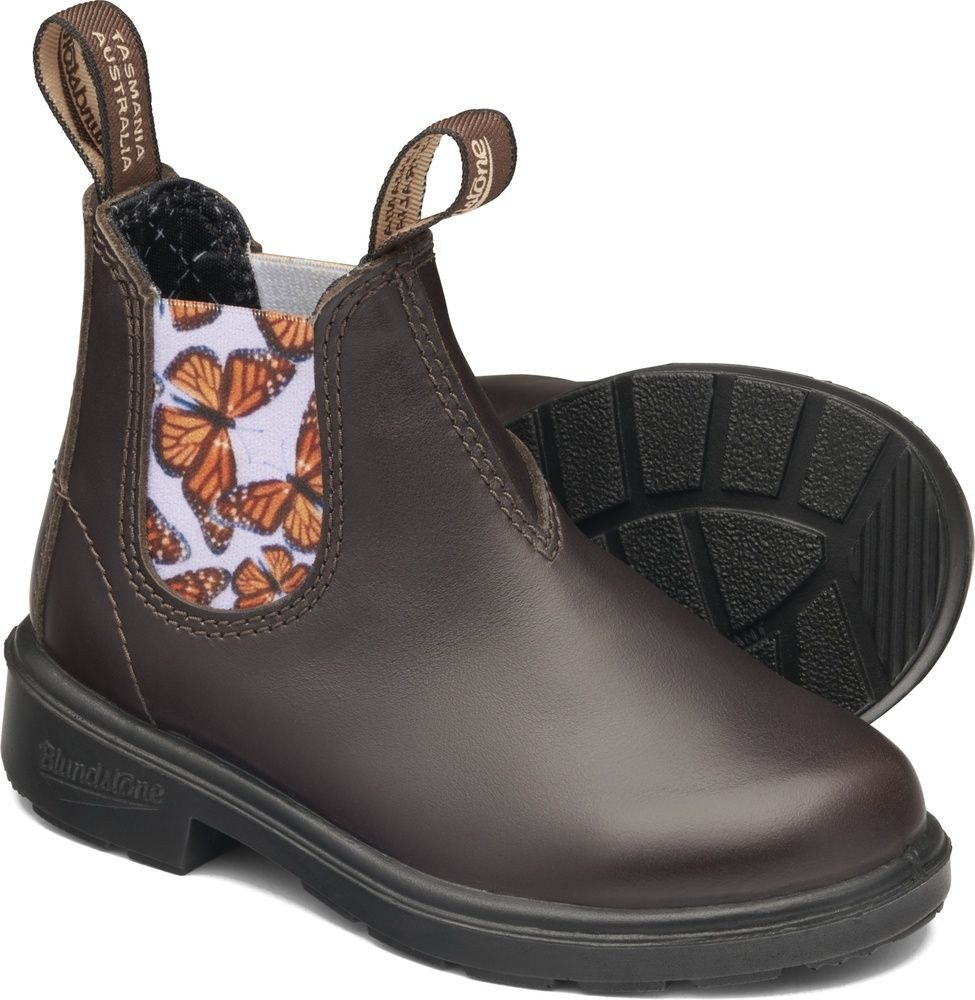 Blundstone #2395 Brown Leather With Butterfly Lilac Elastic (Kids) Stiefel