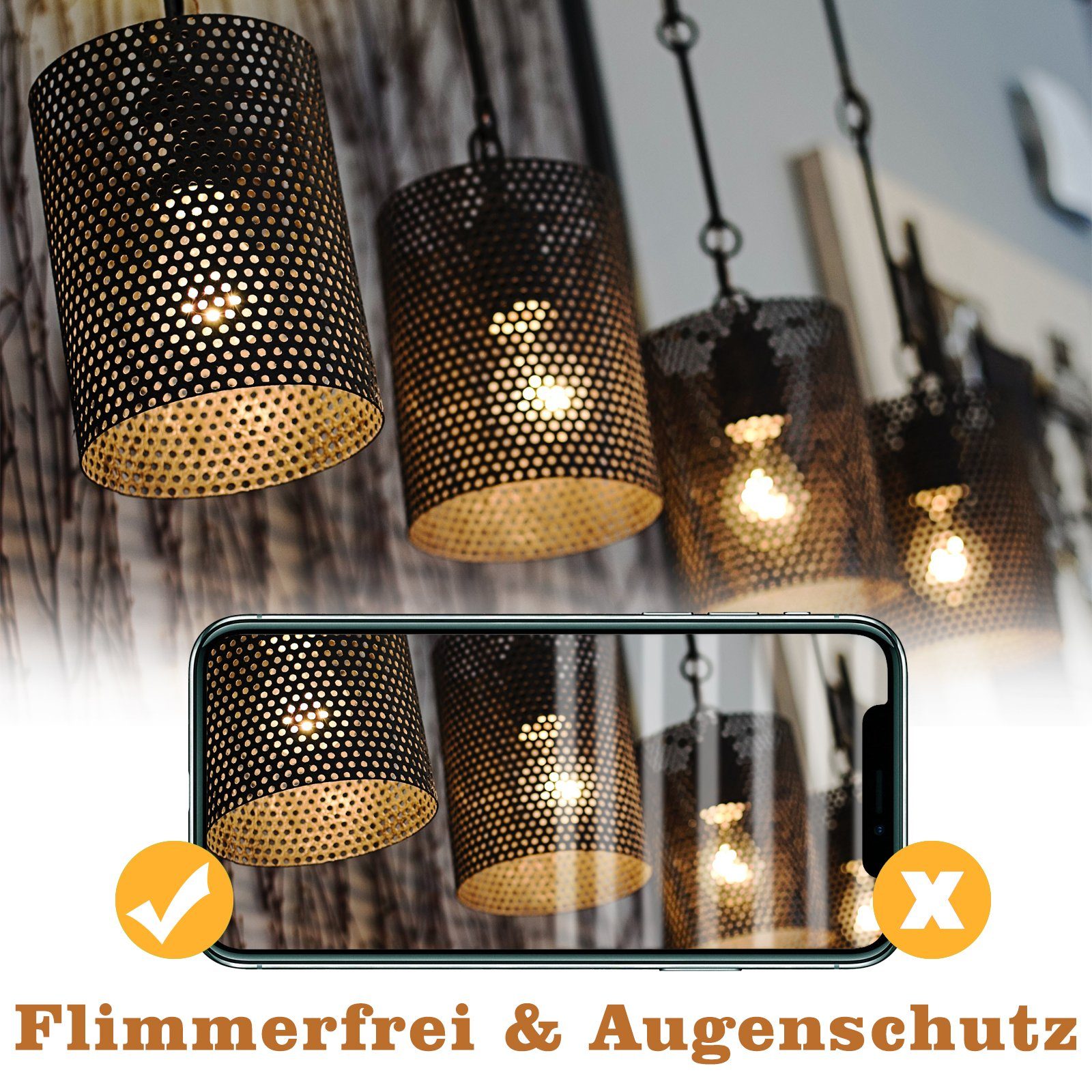 ZMH LED-Leuchtmittel E27 A60, Vintage Edison Glühbirne 4W, 2700K warmweiß, E27, 6 St., warmweiß, Filament klar, Retro LED-Lampe