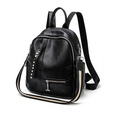 AUKUU Freizeitrucksack Rucksack für Damen, modisch und vielseitig, weiches Leder, einfacher, kleiner Rucksack für Damen