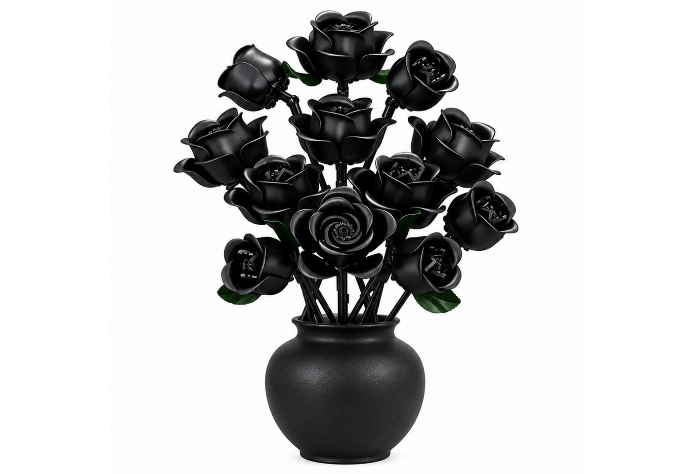 Kunstblumenstrauß Einen Strauß Bausteine schwarzer Rosen – Set mit 12 künstlichen Blumen, Youyijia
