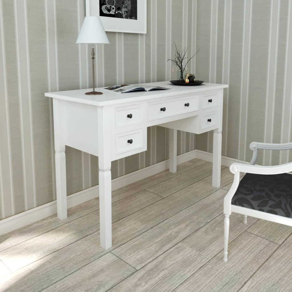 5 Schubladen | Schreibtisch vidaXL Weißer Schreibtisch Weiß mit Weiß