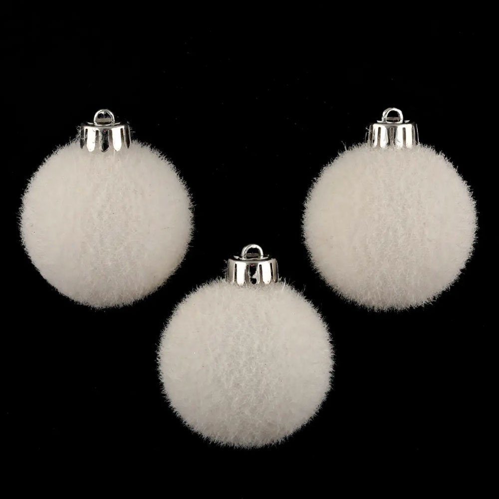 Home-trends24.de Weihnachtsbaumkugel Weihnachtskugel Weihnachtsschmuck Baumkugeln Weiß Fell 9er Set