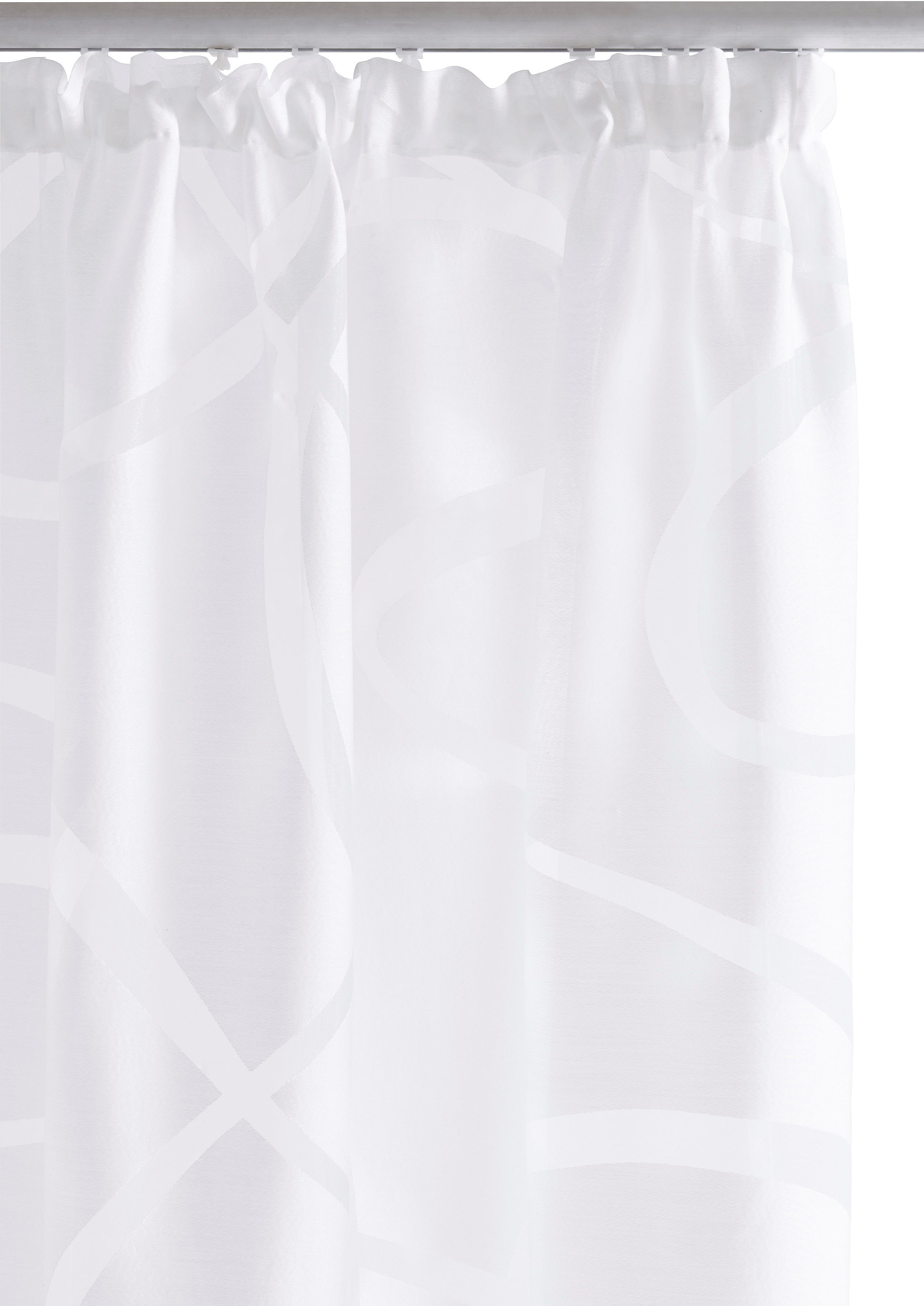 Gardine Tilo, Bruno Banani, Kräuselband gewebt, verschiedene transparent, Größen Ausbrenner, (1 St), Ausbrenner, weiß transparent