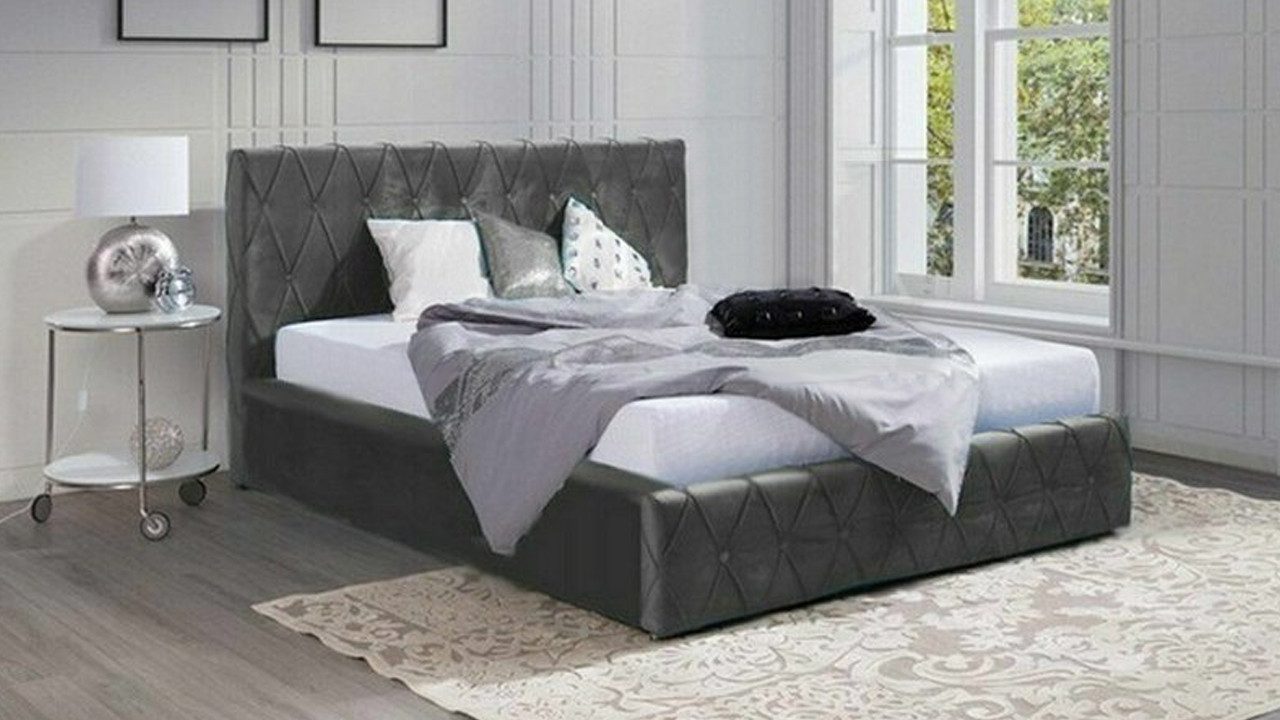 Xlmoebel Polsterbett Luxuriöses Doppelbett mit gepolstertem Samtbezug in elegantem Design (Bett, Bett), Hergestellt in Europa