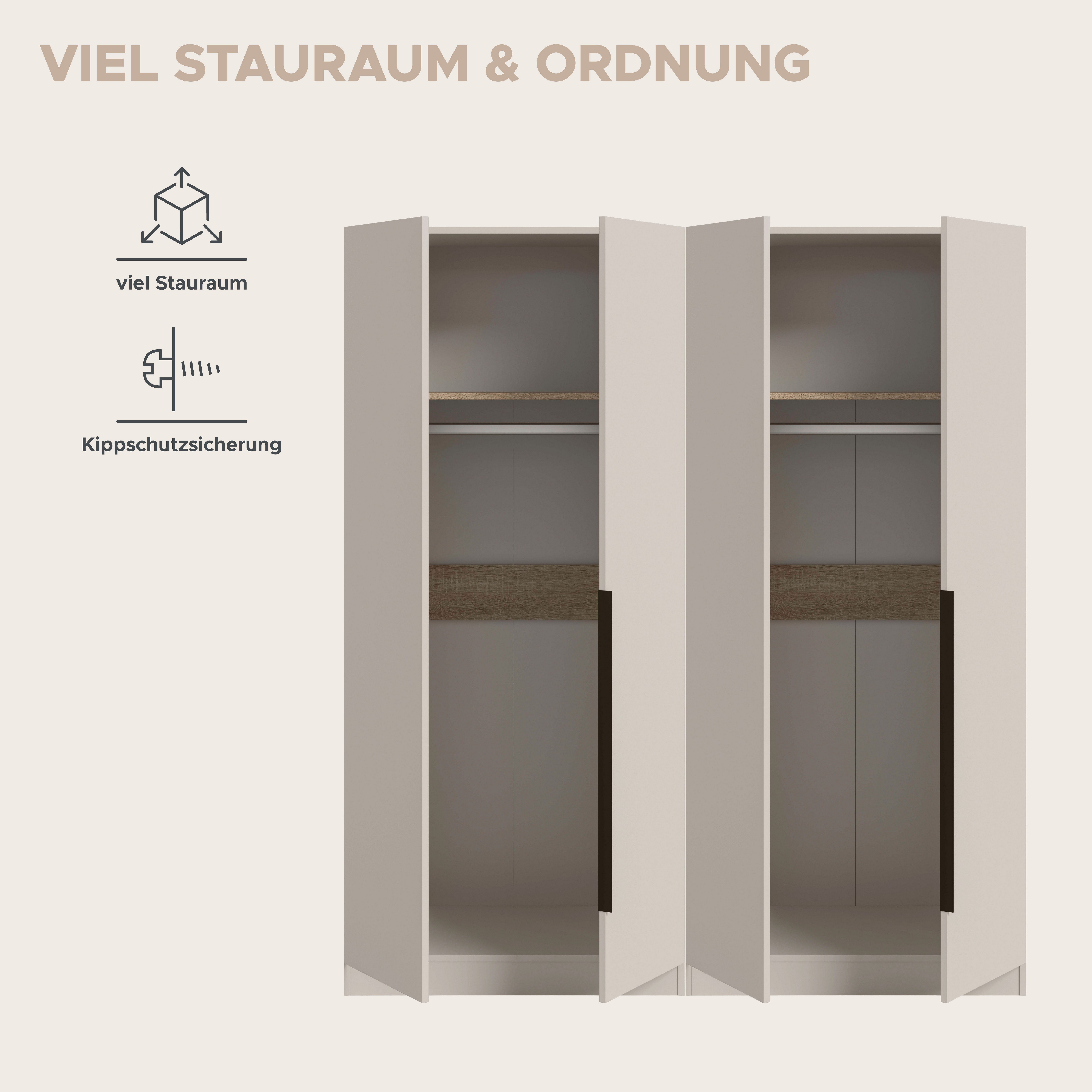 OTTO home Schrank-Set Skarde moderner Kleiderschrank Schlafzimmerschrank, (1-St., wähle deine beste Schrank Kombination), Skarde Kleiderschrank 160 cm, 2 Kleide – Bild 4 von 5