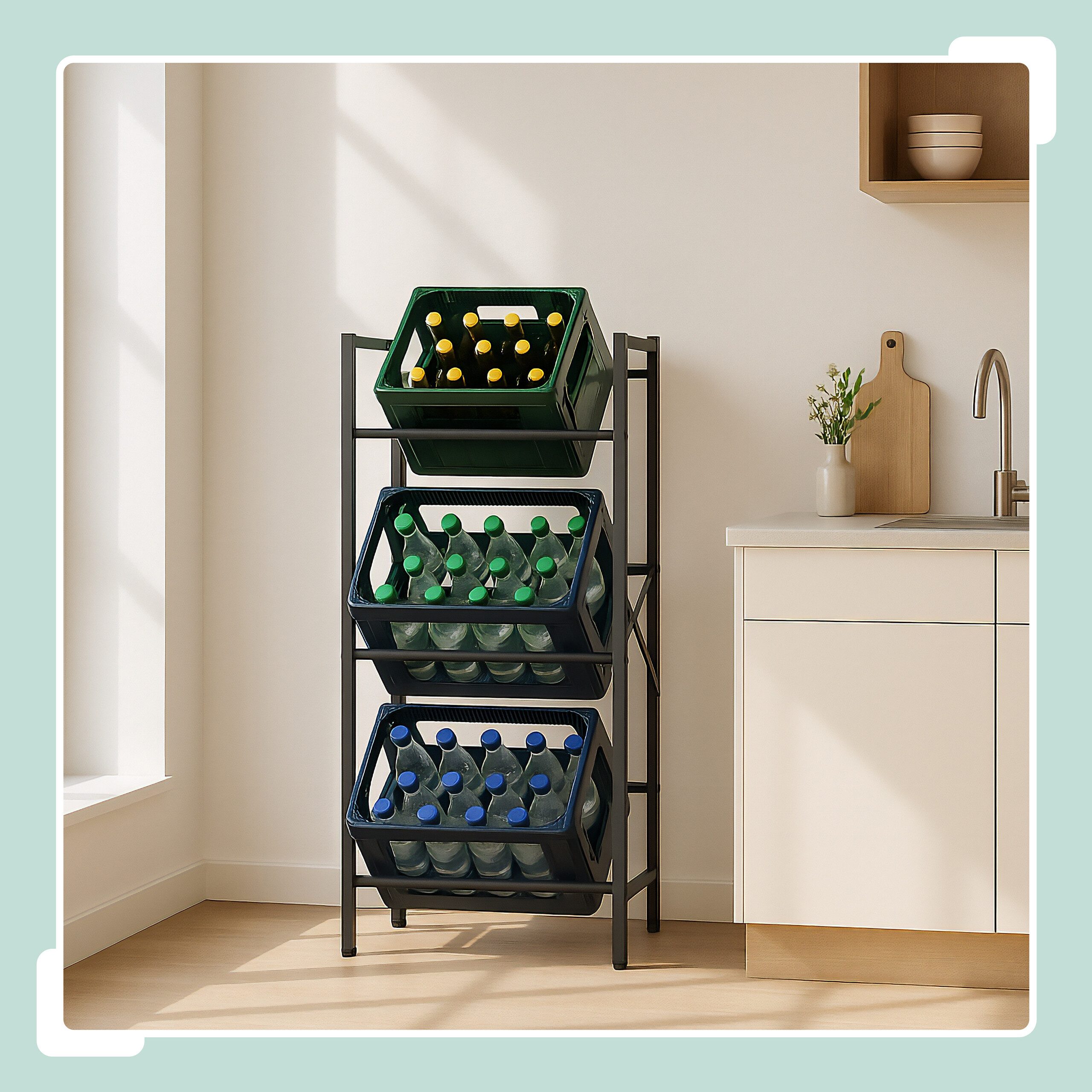 relaxdays Kastenständer Getränkekistenregal für 3 Kisten günstig online kaufen