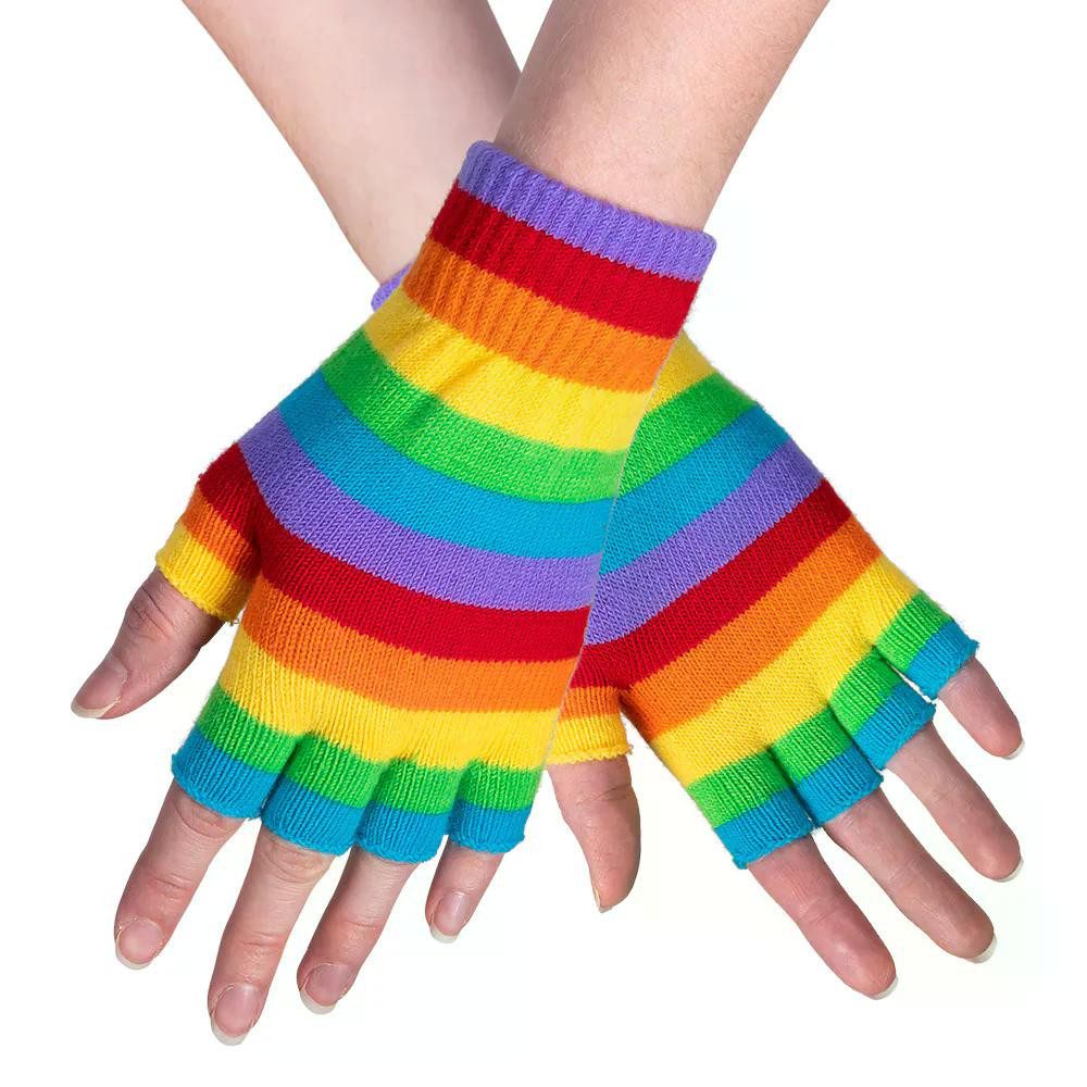 Boland Kostüm Fingerlose Handschuhe Regenbogen bunte Armstulpen für Pride P günstig online kaufen
