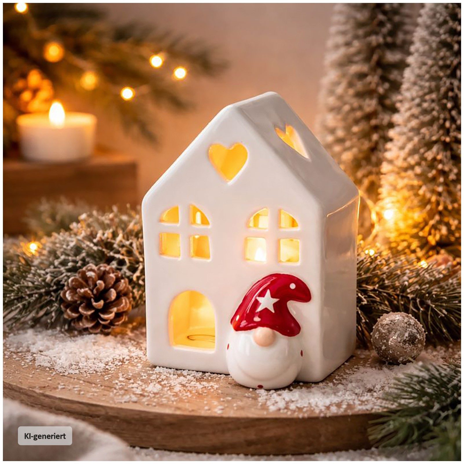 HTI-Living Weihnachtshaus LED Winterhaus mit Weihnachtsmann, Weihnachtsdeko Leuchtdeko