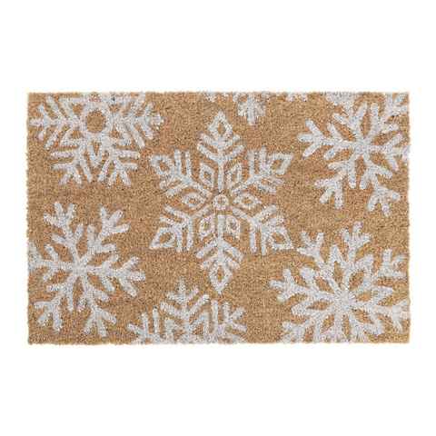 Fußmatte Kokos Fußmatte Schneeflocken, relaxdays, Höhe: 15 mm