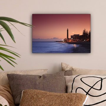OneMillionCanvasses® Leinwandbild Der Leuchtturm von Maspalomas auf Gran Canaria, (1 St), Wandbild Leinwandbilder, Aufhängefertig, Wanddeko, 30x20 cm