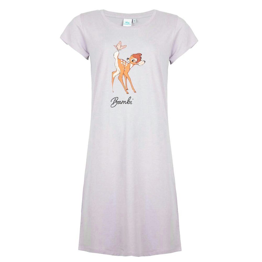 Disney Bambi Pyjamaoberteil Disney Bambi Damen kurzarm Schlafshirt Nachthemd Gr. XS bis XL, 100% Baumwolle