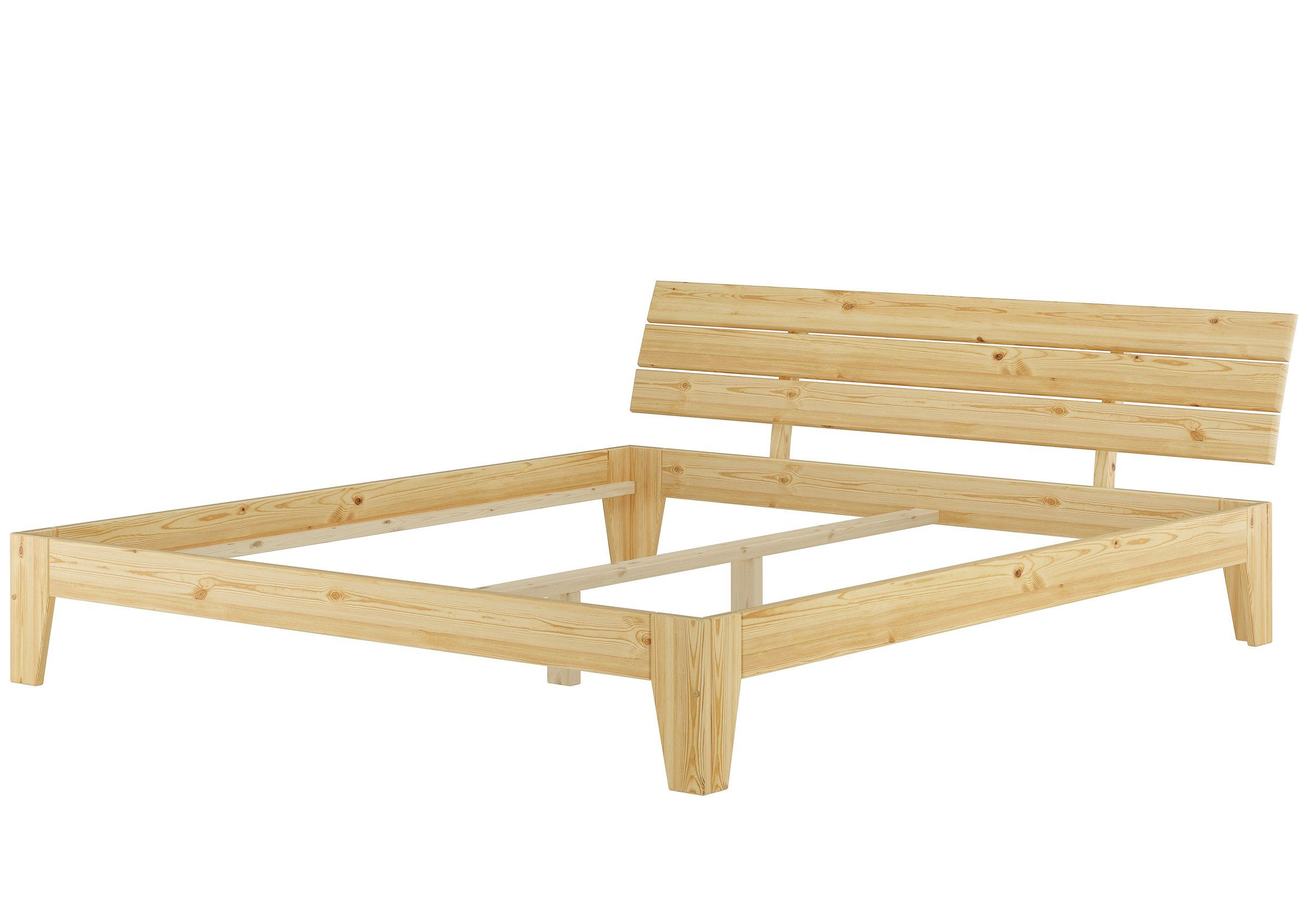 ERST-HOLZ Bett Futonbett 180x200 Kiefer natur ohne Rost, Kieferfarblos lackiert