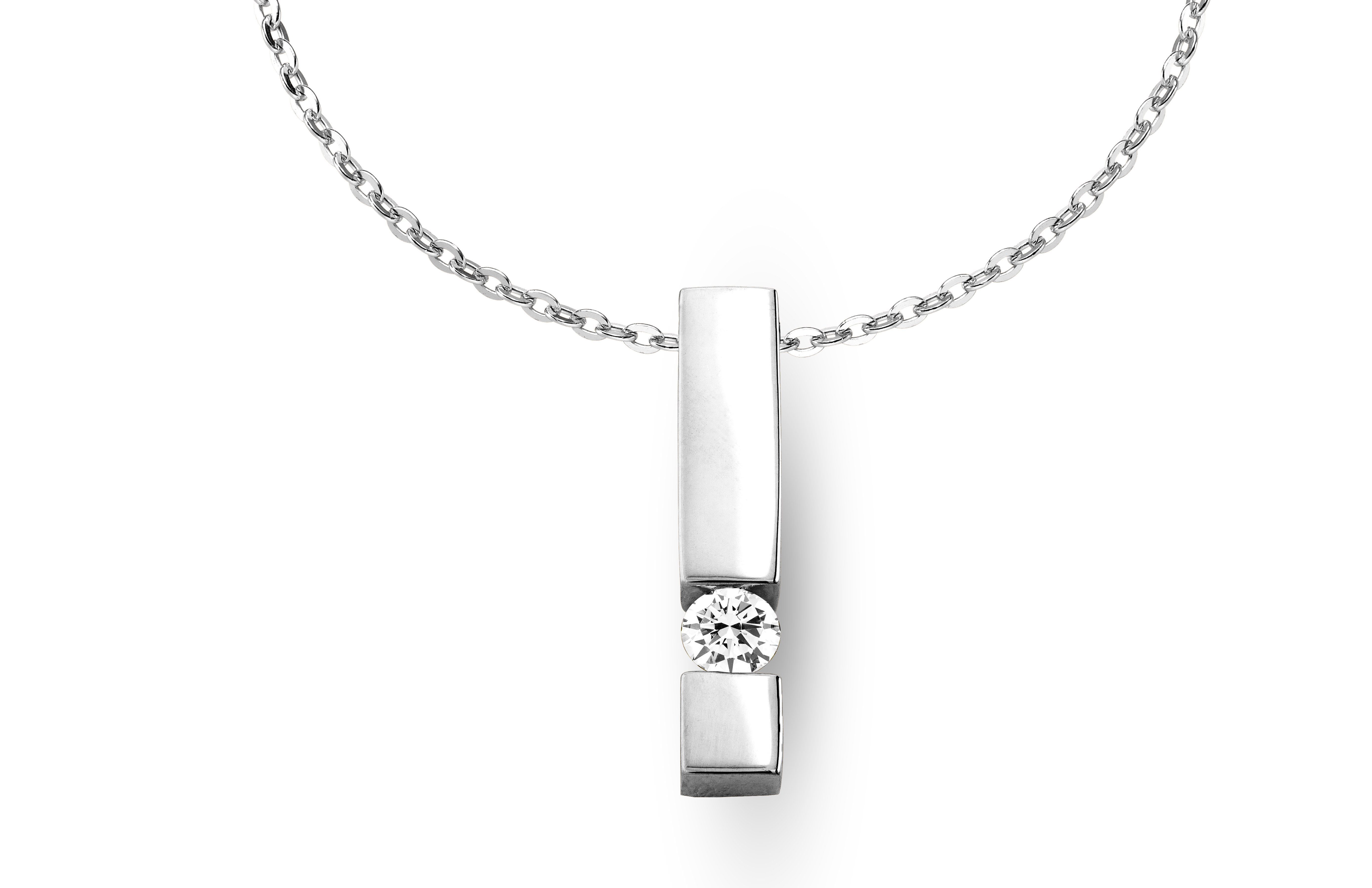 Adam & Eve Collier Halskette 585 Gold mit 0.10 bis 0.25ct Brillant - Weißgold & Rotgold (AEH01 - Luxus Design), 585 Gold Halskette Damen mit Brillant - Edle Diamantkette