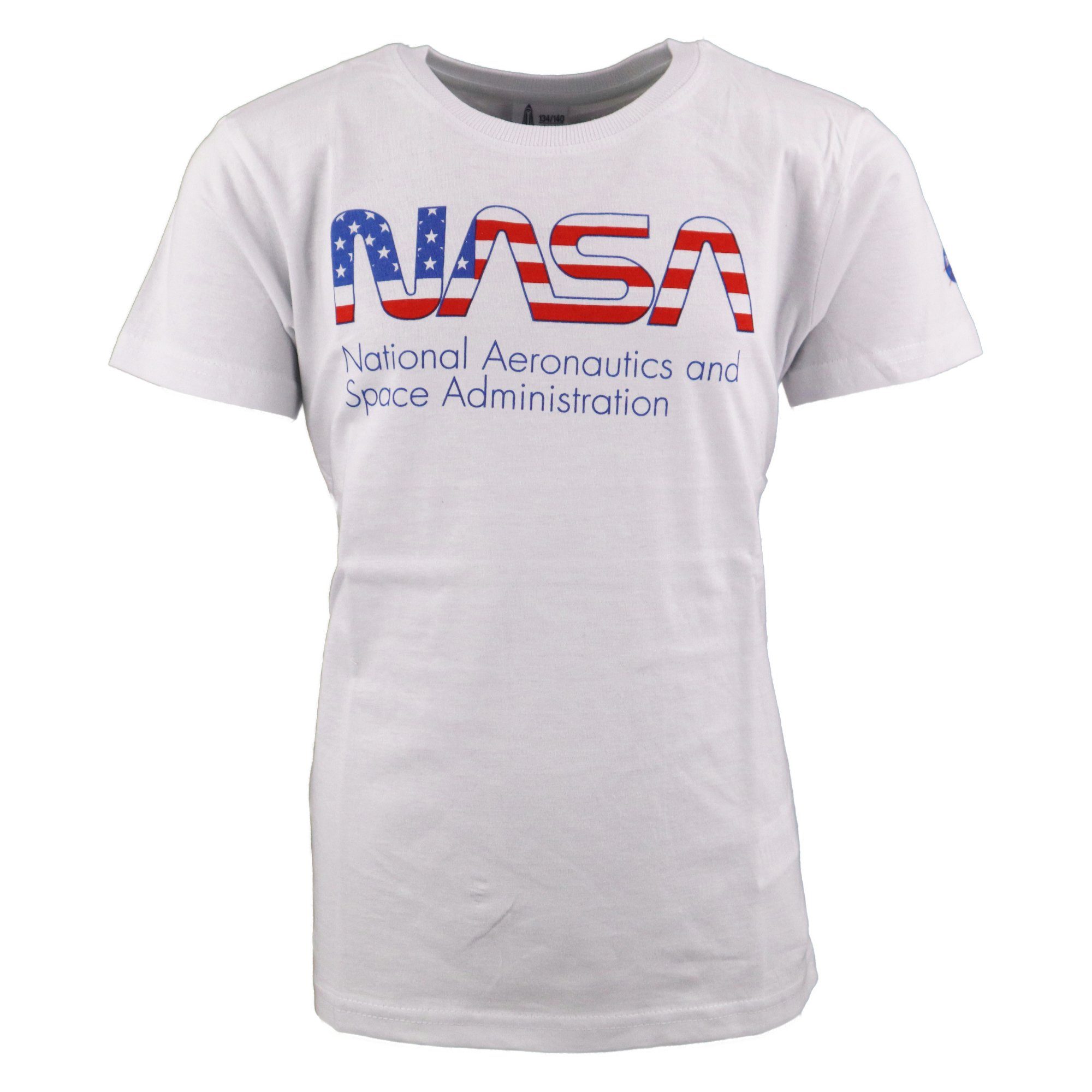 Print-Shirt T-Shirt kurzarm 100% NASA Jungen NASA bis Gr. Baumwolle 134 164,