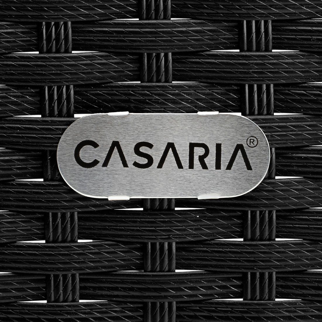 Wetterfest Höhenverstellbar Glasplatte Casaria 5mm Schwarz 58x58x42cm Polyrattan Beistelltisch,