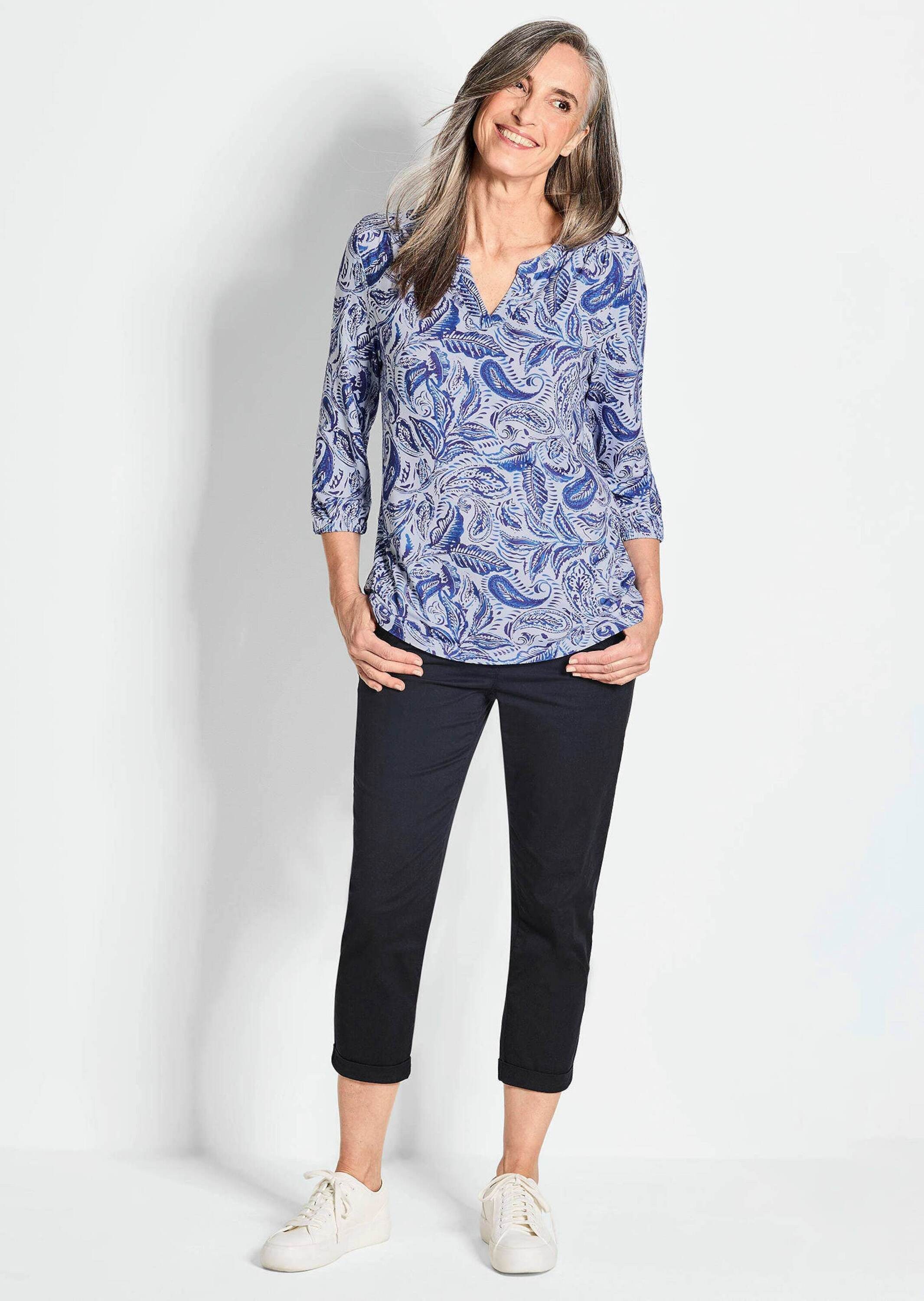 GOLDNER Schlupfbluse Bluse mit Muster, Halbarm Leichte, elastische Bluse mi günstig online kaufen