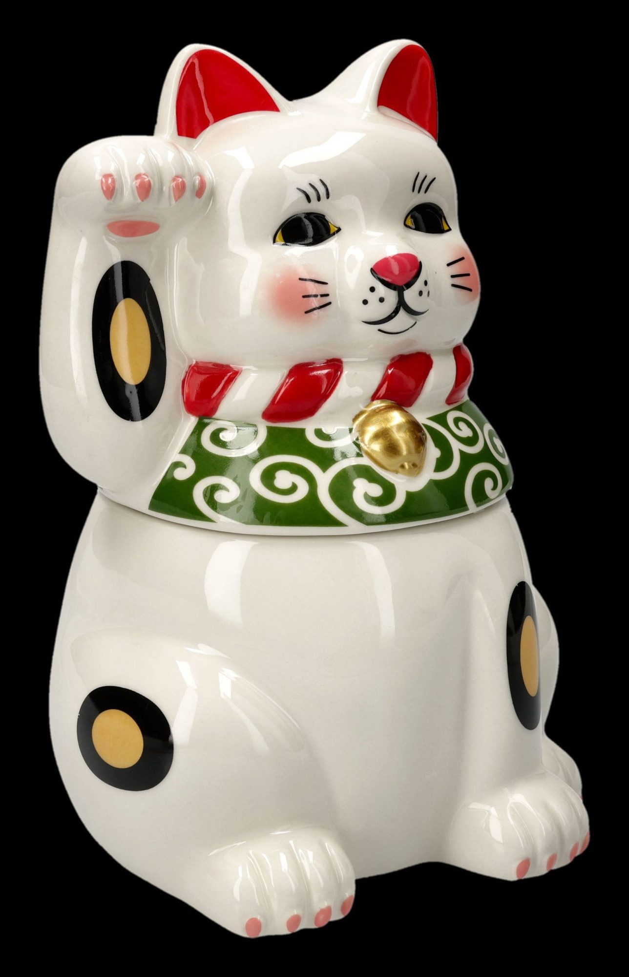 Figuren Shop GmbH Dekoobjekt Maneki Neko Keksdose – Winkekatze Keramik Figur 22 cm Glücksdose